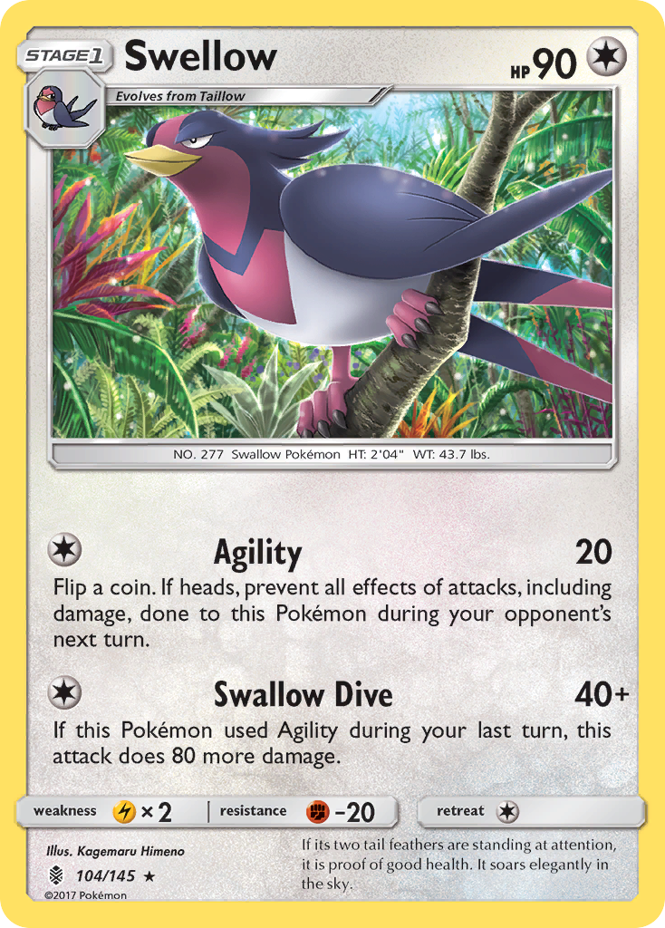 Swellow (104/145) [Sun & Moon: Guardians Rising] | North Valley Games