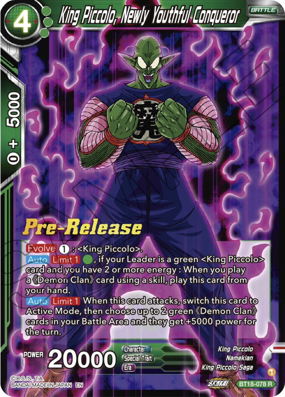 King Piccolo, Newly Youthful Conqueror (BT18-078) [Dawn of the Z-Legends Prerelease Promos] | North Valley Games