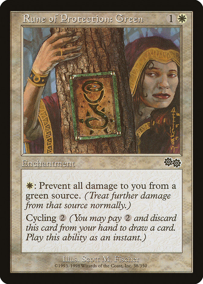 Rune of Protection: Green [Urza's Saga] | North Valley Games