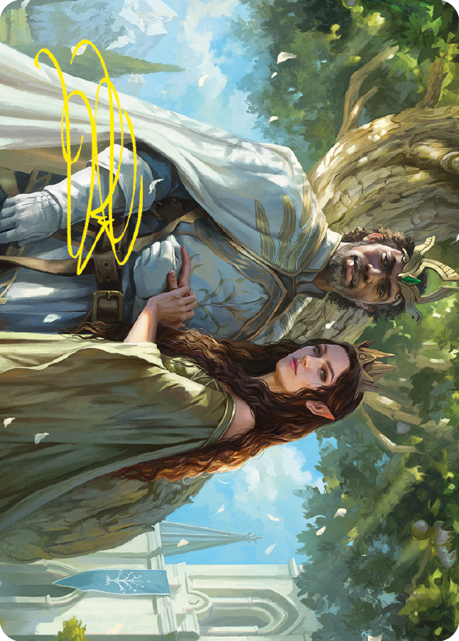 Aragorn and Arwen, Wed Art Card (Gold-Stamped Signature) [The Lord of the Rings: Tales of Middle-earth Art Series] | North Valley Games