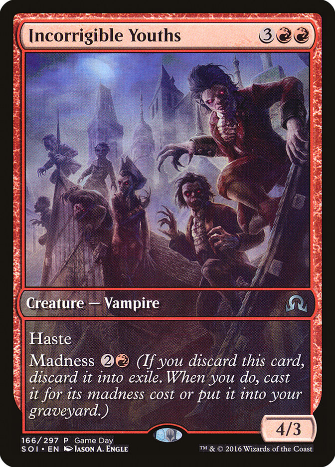 Incorrigible Youths (Game Day) (Extended Art) [Shadows over Innistrad Promos] | North Valley Games