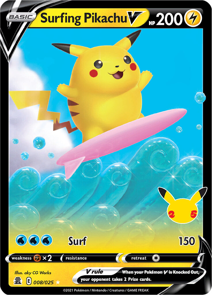 Surfing Pikachu V (008/025) [Celebrations: 25th Anniversary] | North Valley Games