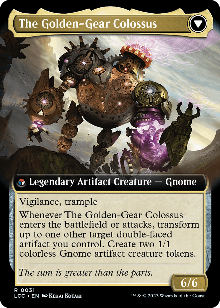 Tetzin, Gnome Champion // The Golden-Gear Colossus (Extended Art) [The Lost Caverns of Ixalan Commander] | North Valley Games