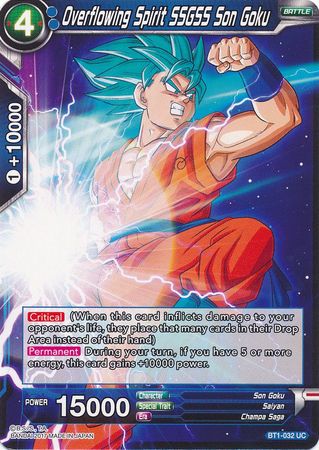 Overflowing Spirit SSGSS Son Goku (BT1-032) [Galactic Battle] | North Valley Games