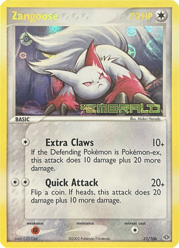 Zangoose (21/106) (Stamped) [EX: Emerald] | North Valley Games