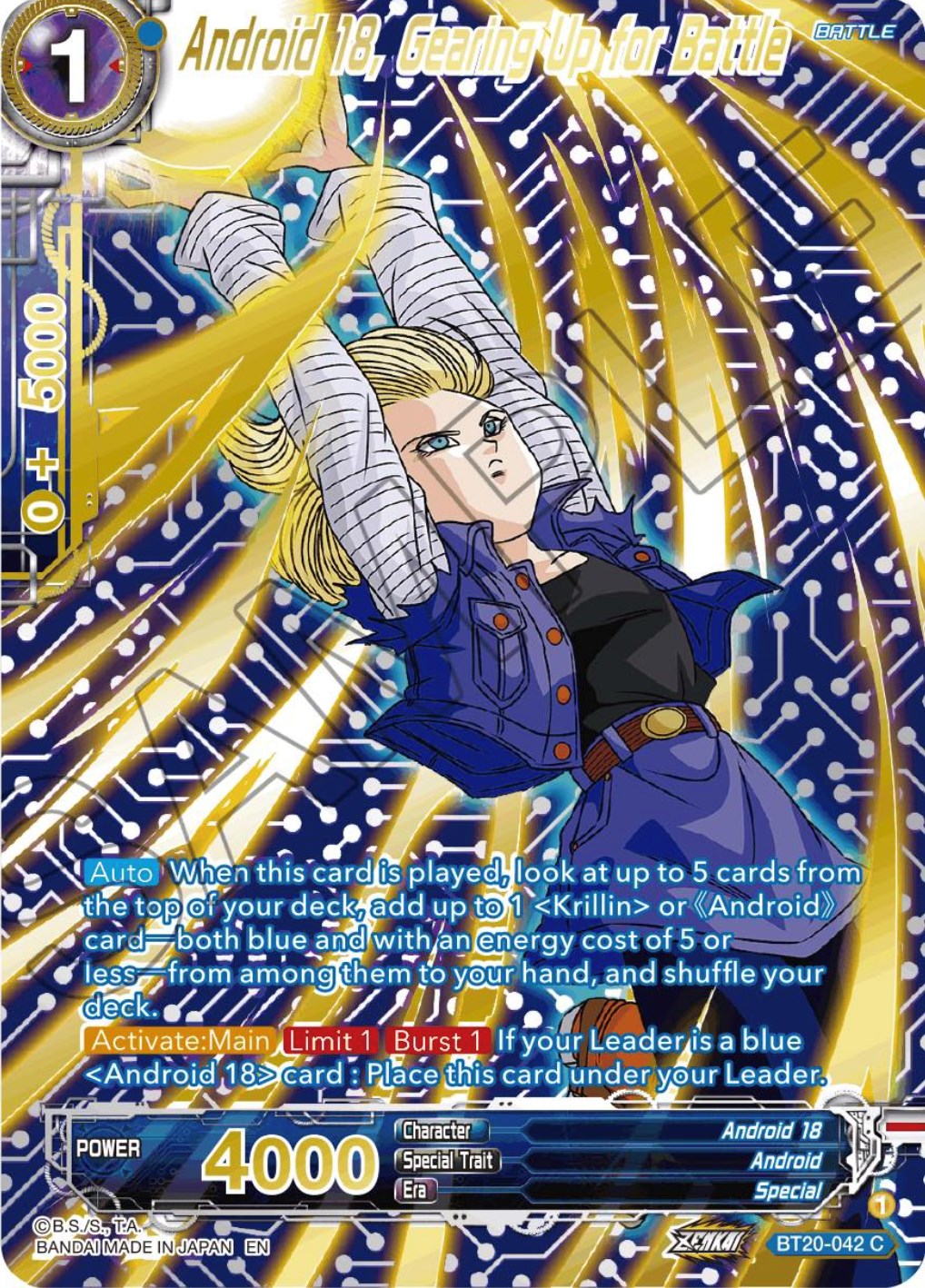 Android 18, Gearing Up for Battle (Gold-Stamped) (BT20-042) [Power Absorbed] | North Valley Games