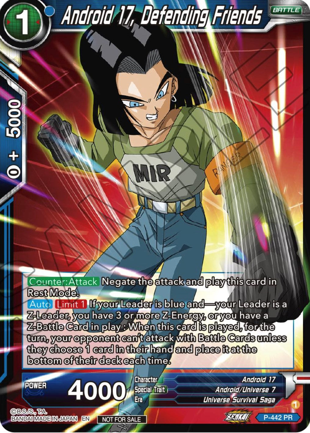 Android 17, Defending Friends (Zenkai Series Tournament Pack Vol.2) (P-442) [Tournament Promotion Cards] | North Valley Games