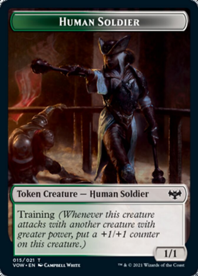 Zombie (008) // Human Soldier Double-Sided Token [Innistrad: Crimson Vow Tokens] | North Valley Games