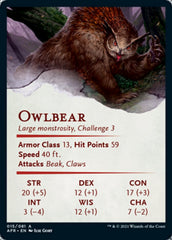 Owlbear Art Card [Dungeons & Dragons: Adventures in the Forgotten Realms Art Series] | North Valley Games