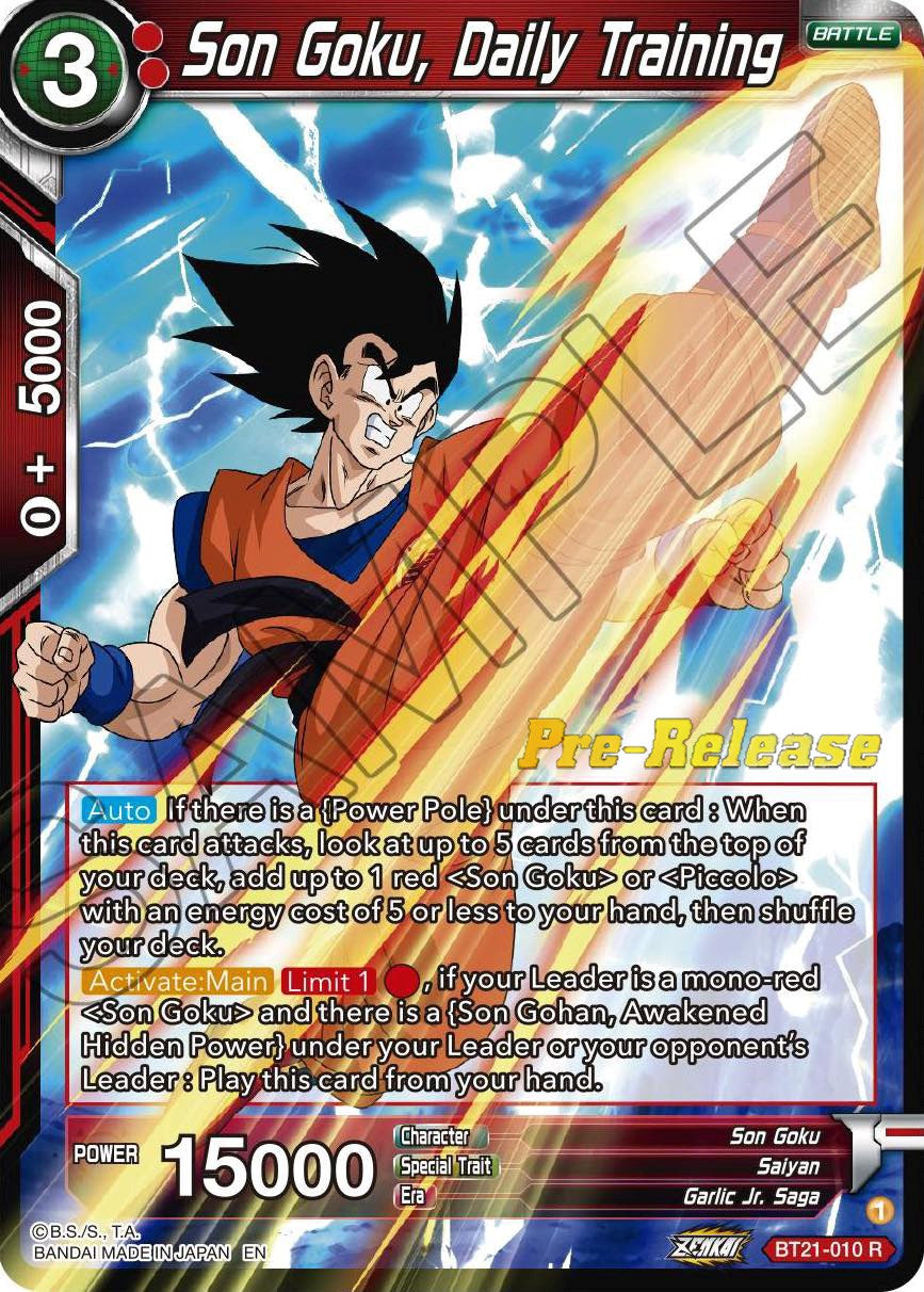 Son Goku, Daily Training (BT21-010) [Wild Resurgence Pre-Release Cards] | North Valley Games