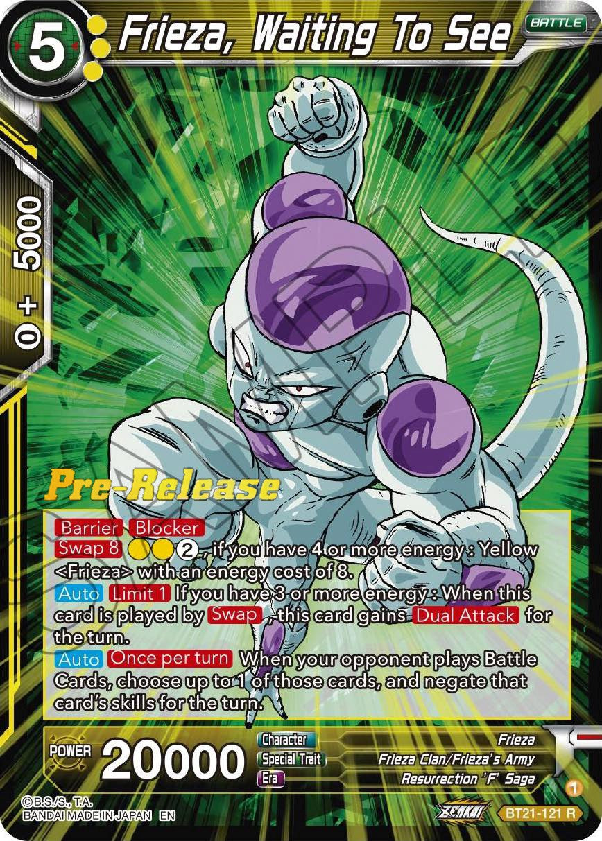 Frieza, Waiting To See (BT21-121) [Wild Resurgence Pre-Release Cards] | North Valley Games