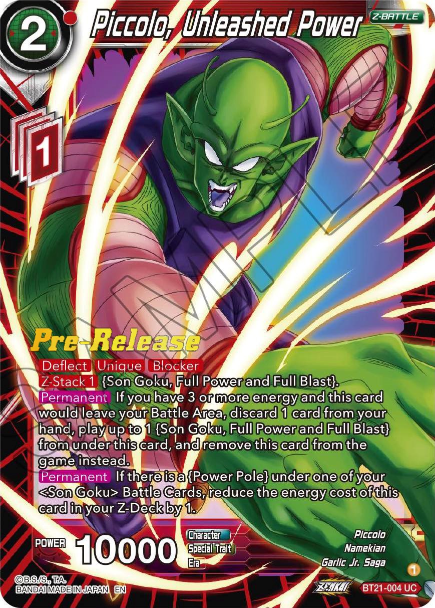 Piccolo, Unleashed Power (BT21-004) [Wild Resurgence Pre-Release Cards] | North Valley Games