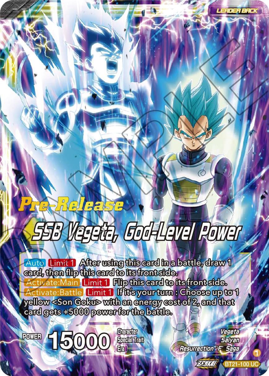 SSB Son Goku // SSB Vegeta, God-Level Power (BT21-100) [Wild Resurgence Pre-Release Cards] | North Valley Games