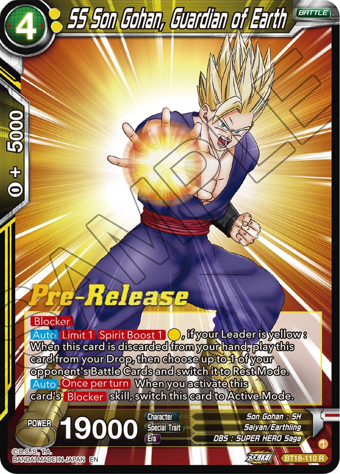 SS Son Gohan, Guardian of Earth (BT18-110) [Dawn of the Z-Legends Prerelease Promos] | North Valley Games