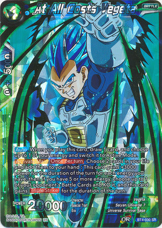 At All Costs Vegeta (Shatterfoil) (BT4-030) [Dragon Brawl] | North Valley Games