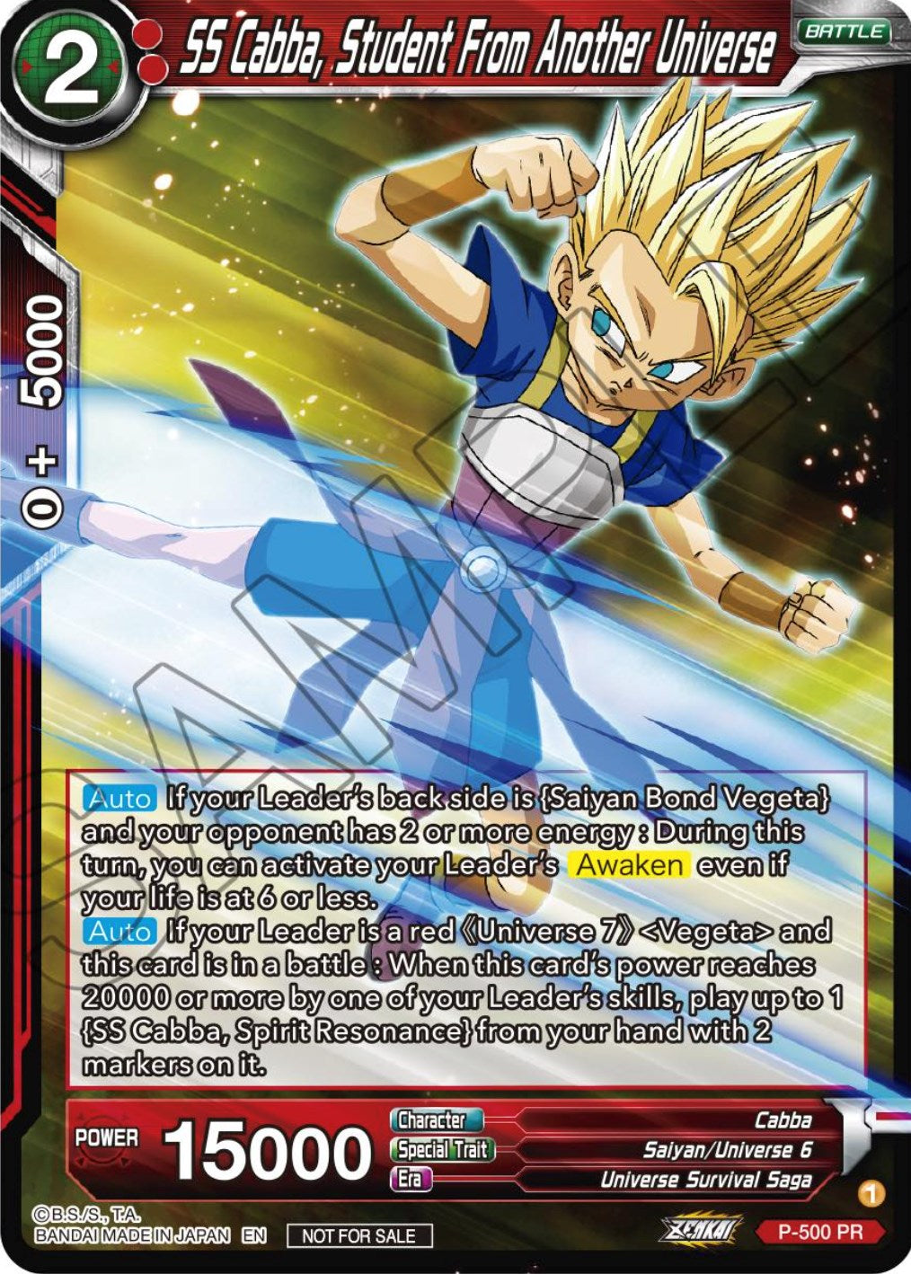 SS Cabba, Student From Another Universe (Zenkai Series Tournament Pack Vol.4) (P-500) [Tournament Promotion Cards] | North Valley Games