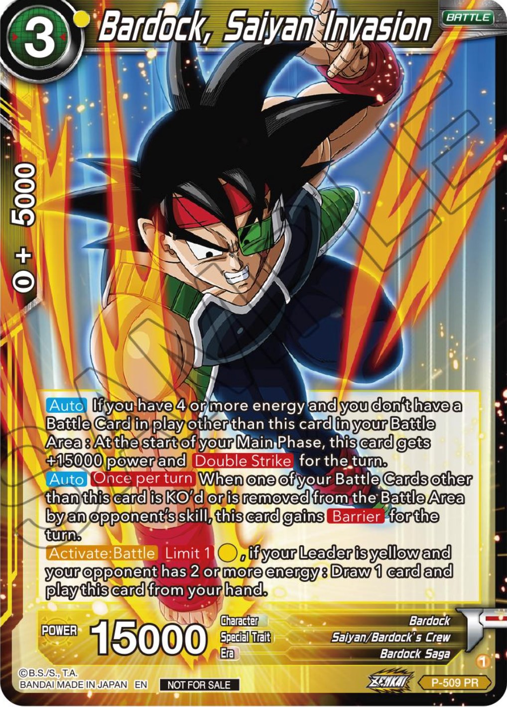 Bardock, Saiyan Invasion (Zenkai Series Tournament Pack Vol.4) (P-509) [Tournament Promotion Cards] | North Valley Games