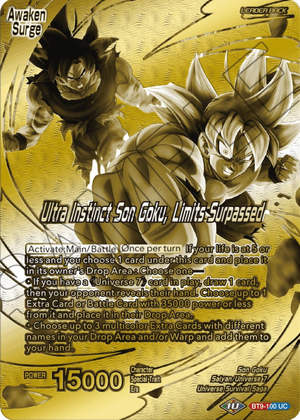 Son Goku // Ultra Instinct Son Goku, Limits Surpassed (Championship 2023 Golden Card Vol.2, Version 1) (BT9-100) [Tournament Promotion Cards] | North Valley Games