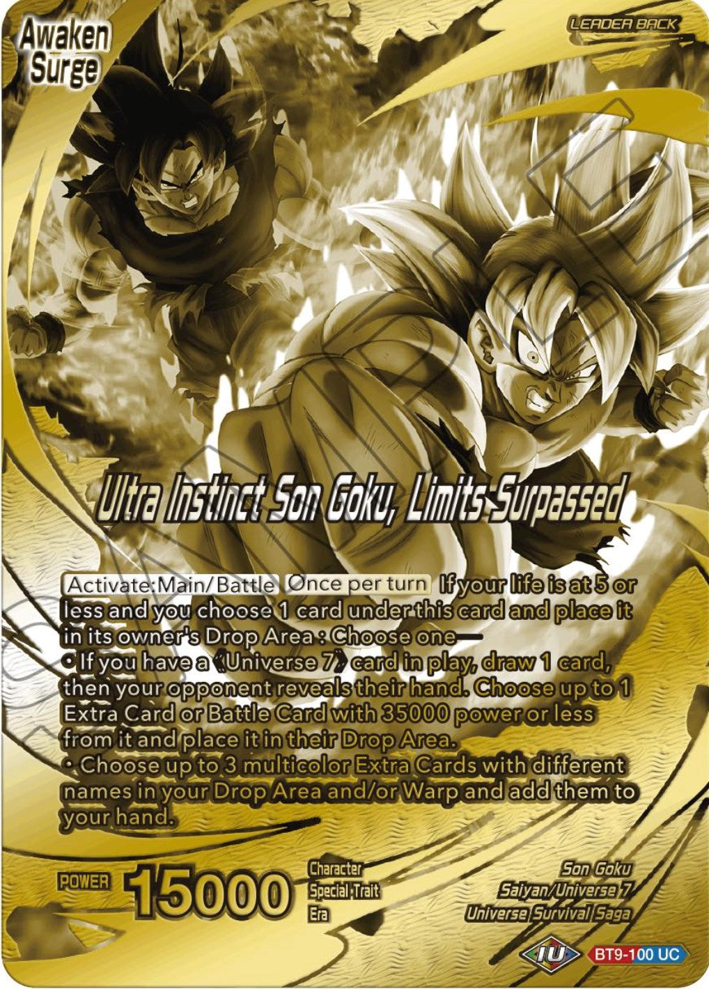 Son Goku // Ultra Instinct Son Goku, Limits Surpassed (Championship 2023 Golden Card Vol.2, Version 2) (BT9-100) [Tournament Promotion Cards] | North Valley Games
