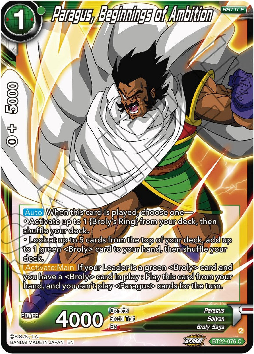 Paragus, Beginnings of Ambition (BT22-076) [Critical Blow] | North Valley Games