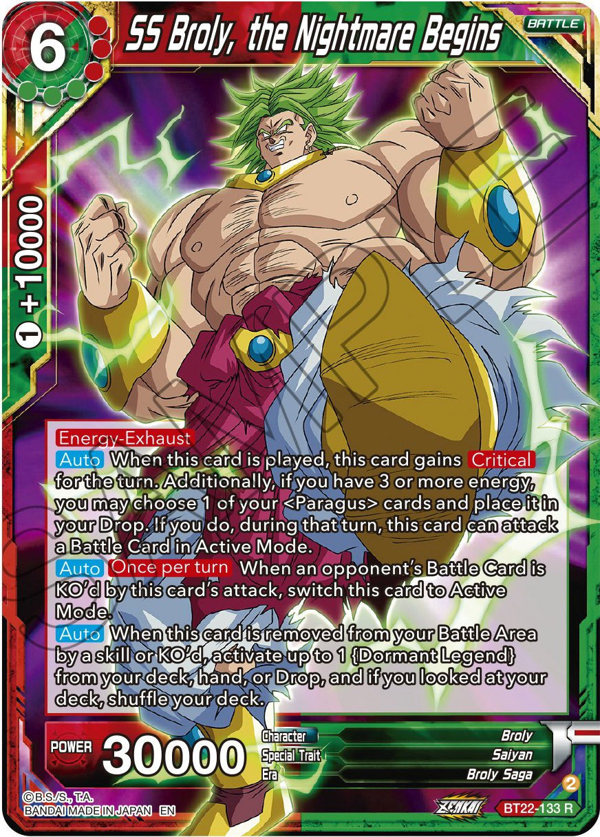 SS Broly, the Nightmare Begins (BT22-133) [Critical Blow] | North Valley Games