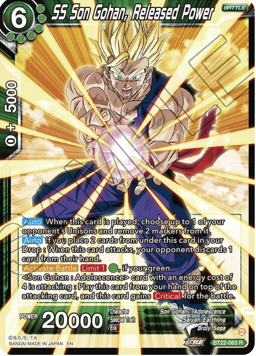 SS Son Gohan, Released Power (BT22-063) [Critical Blow] | North Valley Games