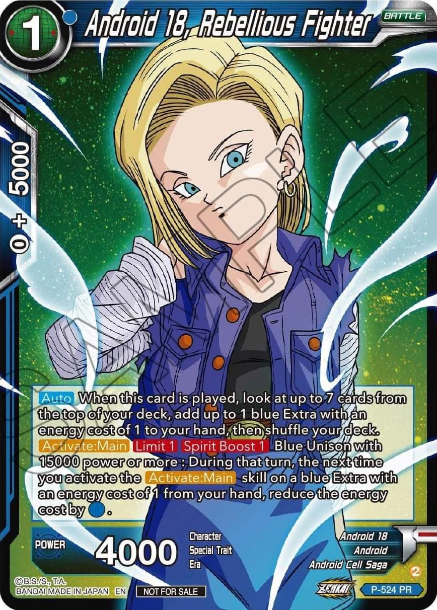 Android 18, Rebellious Fighter (Zenkai Series Tournament Pack Vol.5) (P-524) [Tournament Promotion Cards] | North Valley Games