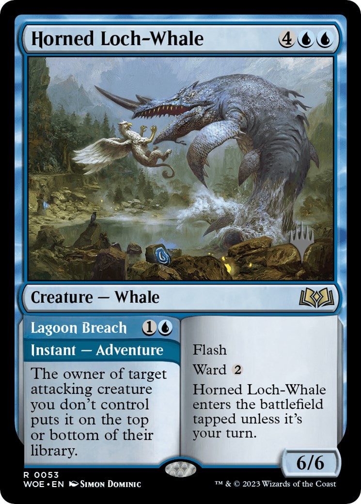 Horned Loch-Whale // Lagoon Breach (Promo Pack) [Wilds of Eldraine Promos] | North Valley Games
