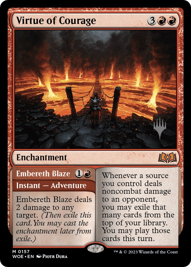 Virtue of Courage //Embereth Blaze (Promo Pack) [Wilds of Eldraine Promos] | North Valley Games