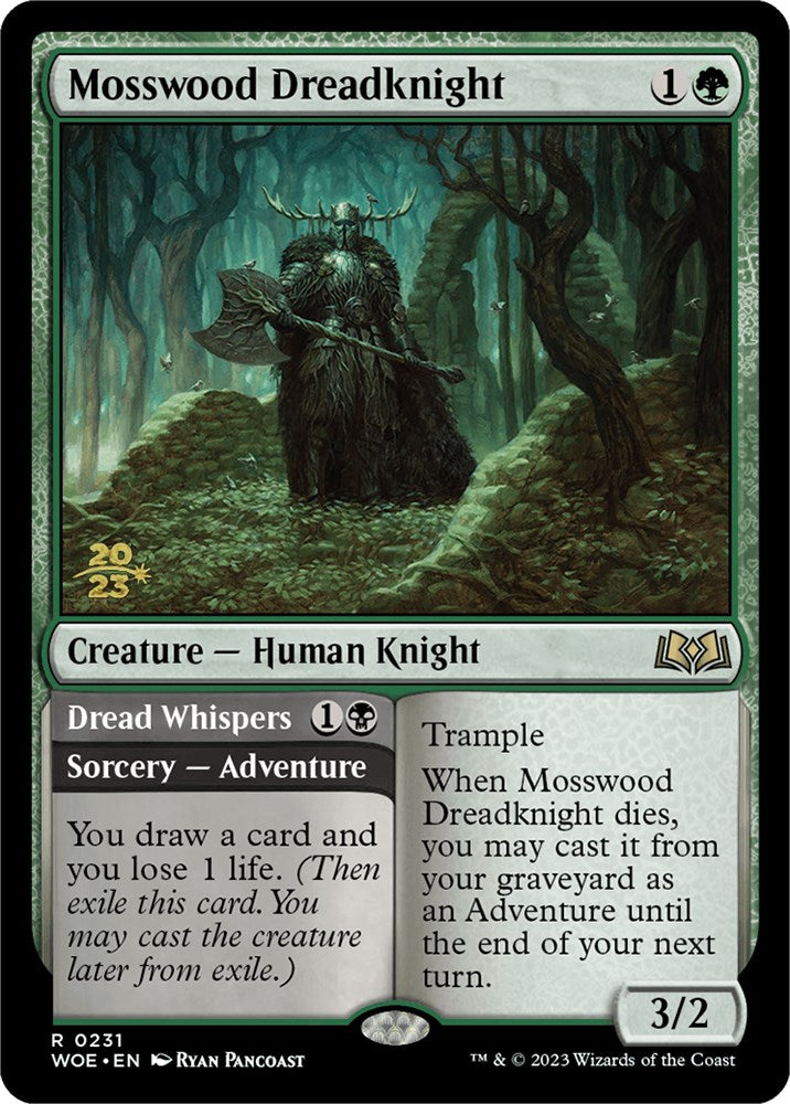 Mosswood Dreadknight // Dread Whispers [Wilds of Eldraine Prerelease Promos] | North Valley Games