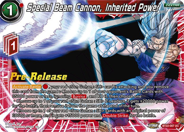 Special Beam Cannon, Inherited Power (BT22-007) [Critical Blow Prerelease Promos] | North Valley Games