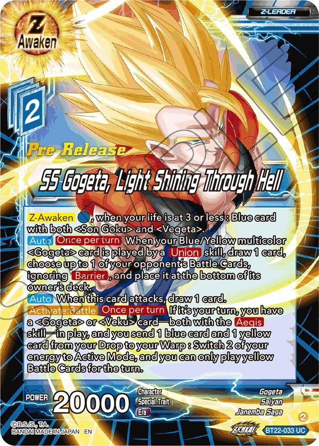 SS Gogeta, Light Shining Through Hell (BT22-033) [Critical Blow Prerelease Promos] | North Valley Games