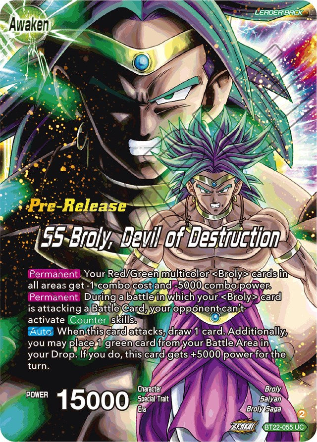 Broly & Paragus // SS Broly, Devil of Destruction (BT22-055) [Critical Blow Prerelease Promos] | North Valley Games