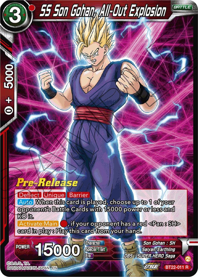 SS Son Gohan, All-Out Explosion (BT22-011) [Critical Blow Prerelease Promos] | North Valley Games