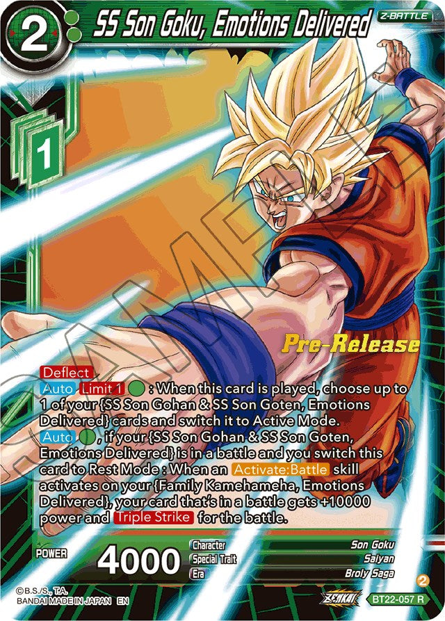 SS Son Goku, Emotions Delivered (BT22-057) [Critical Blow Prerelease Promos] | North Valley Games