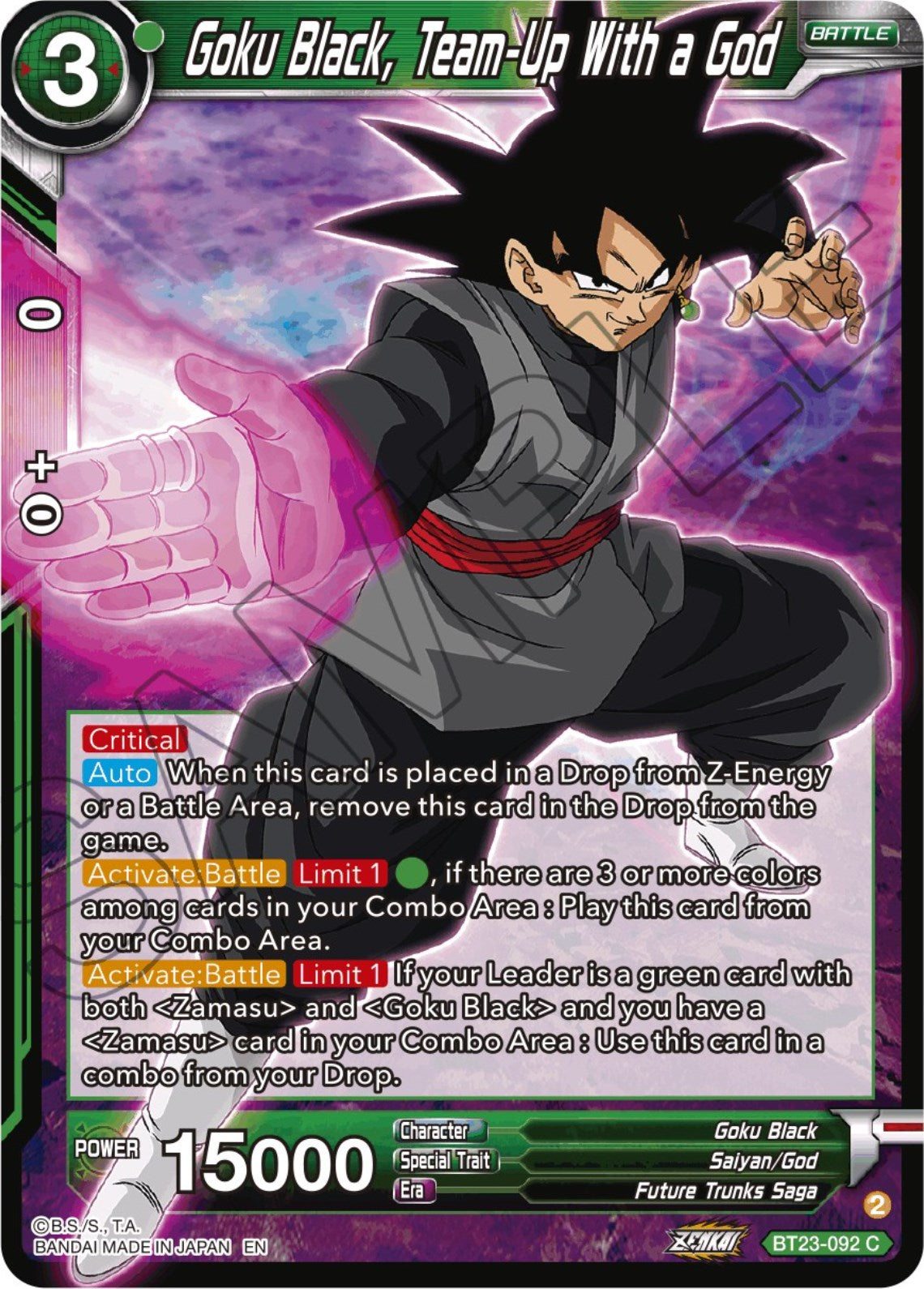 Goku Black, Team-Up With a God (BT23-092) [Perfect Combination] | North Valley Games