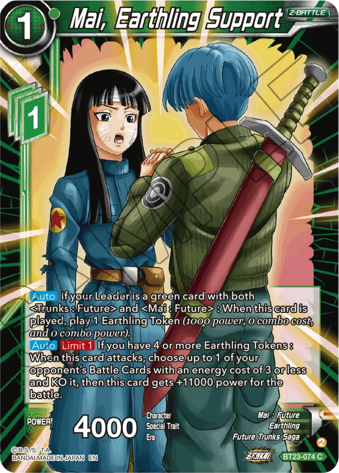 Mai, Earthling Support (BT23-074) [Perfect Combination] | North Valley Games