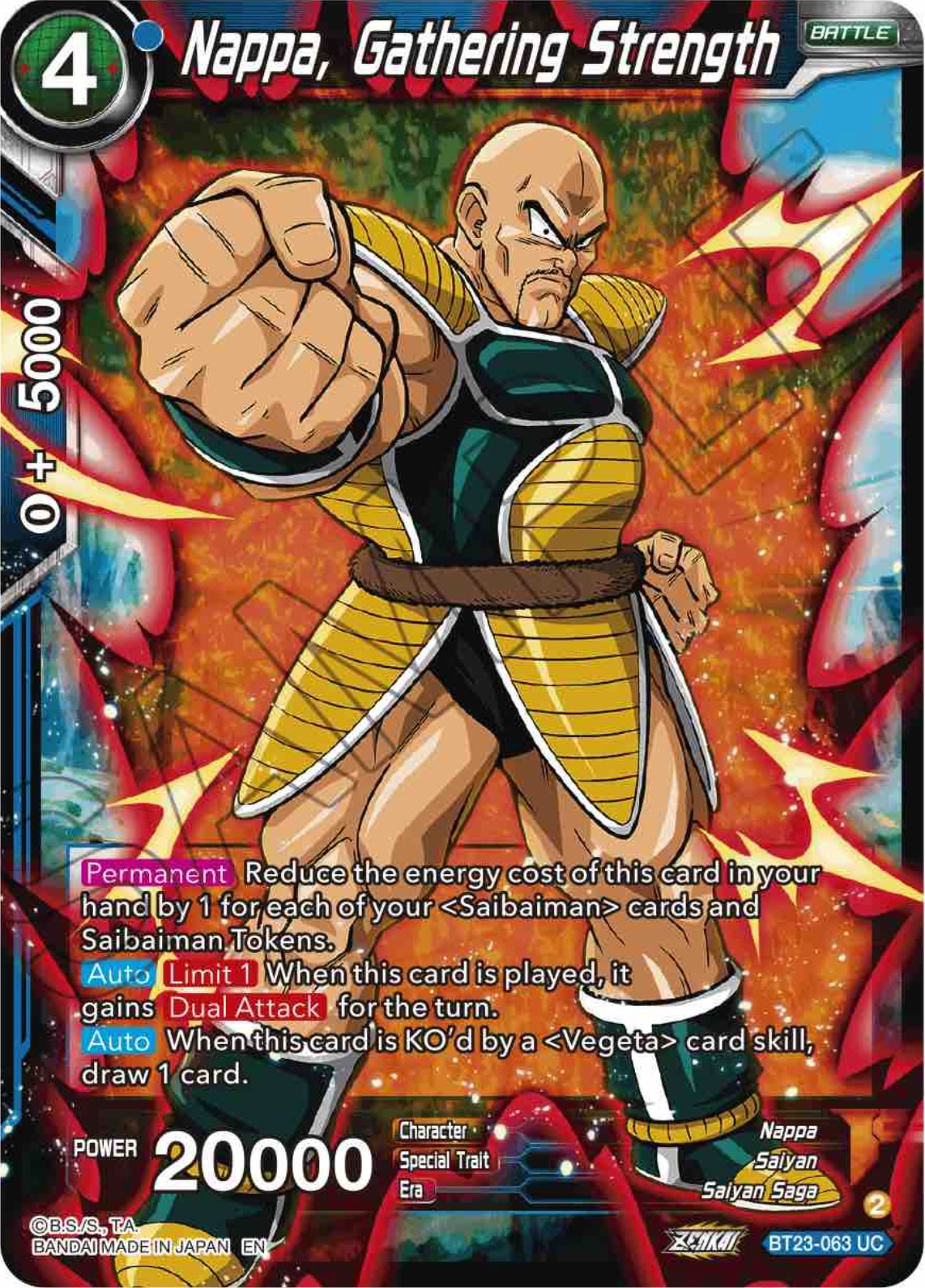 Nappa, Gathering Strength (BT23-063) [Perfect Combination] | North Valley Games