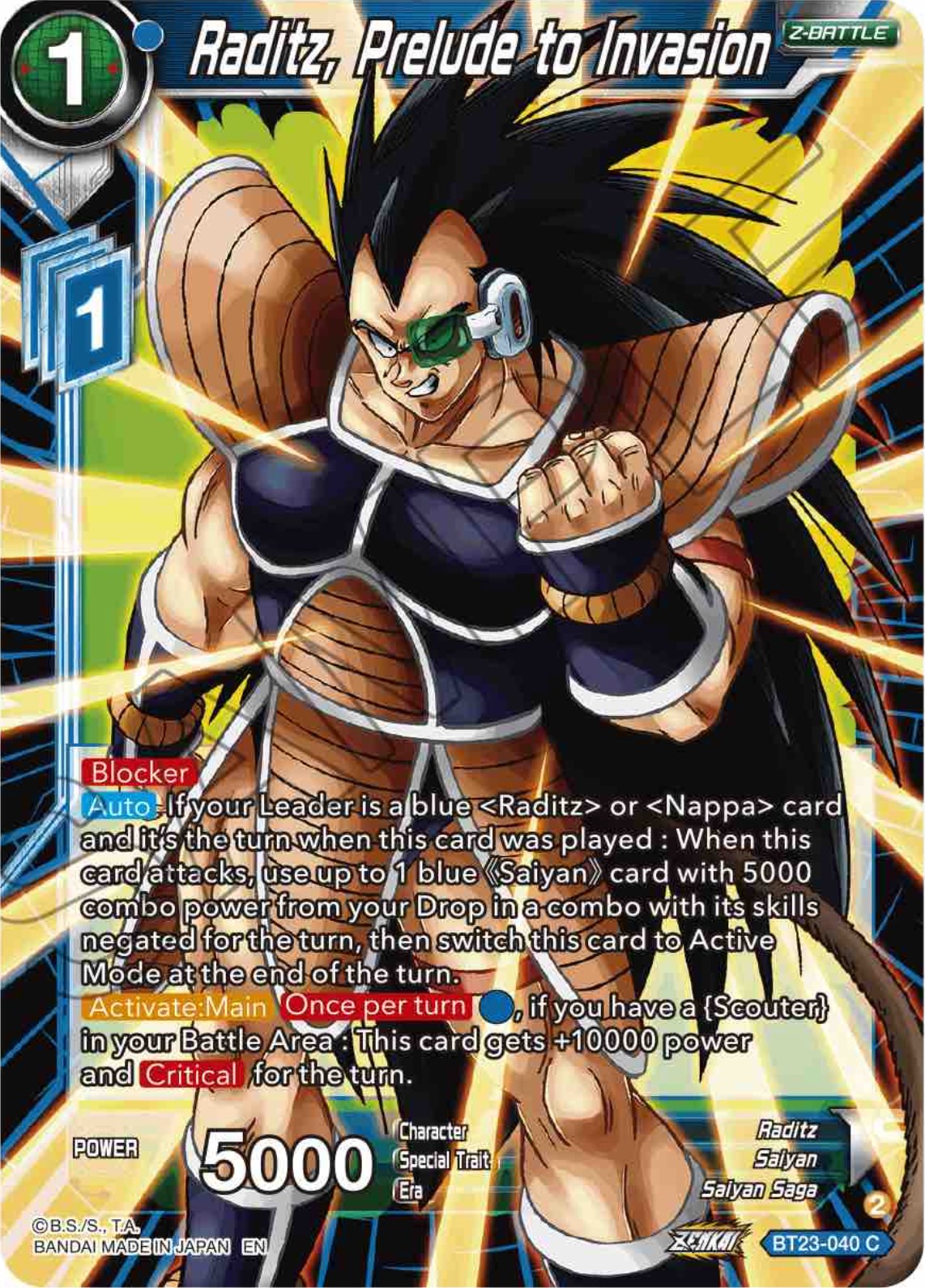 Raditz, Prelude to Invasion (BT23-040) [Perfect Combination] | North Valley Games