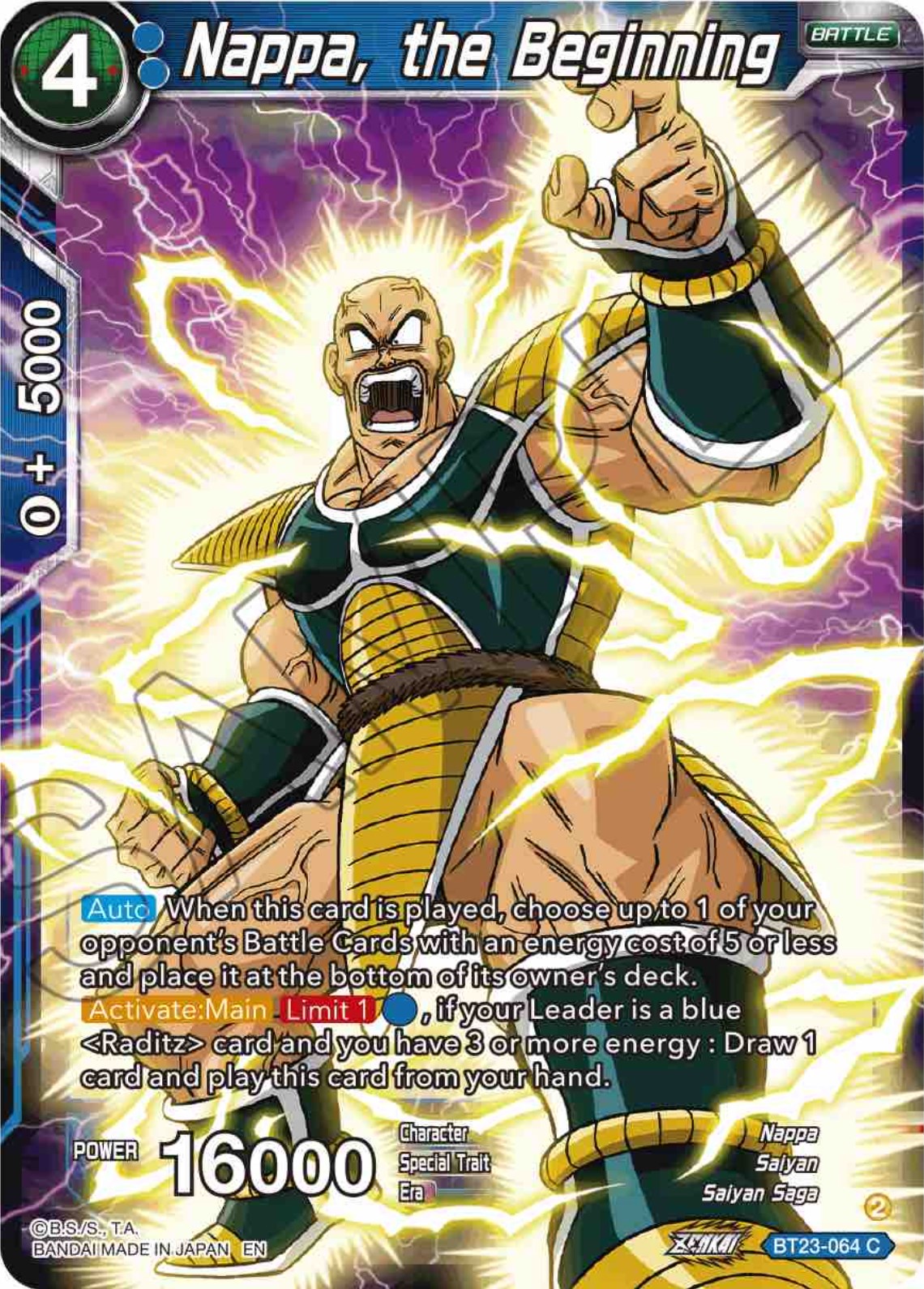 Nappa, the Beginning (BT23-064) [Perfect Combination] | North Valley Games