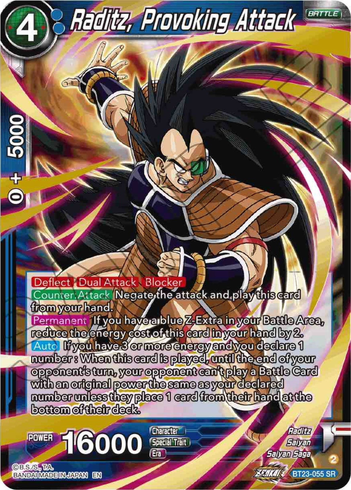 Raditz, Provoking Attack (BT23-055) [Perfect Combination] | North Valley Games