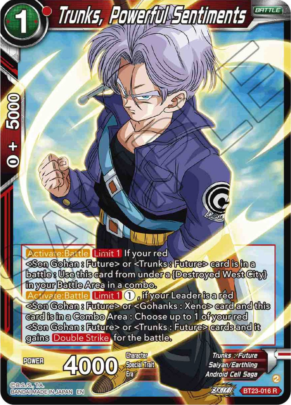Trunks, Powerful Sentiments (BT23-016) [Perfect Combination] | North Valley Games