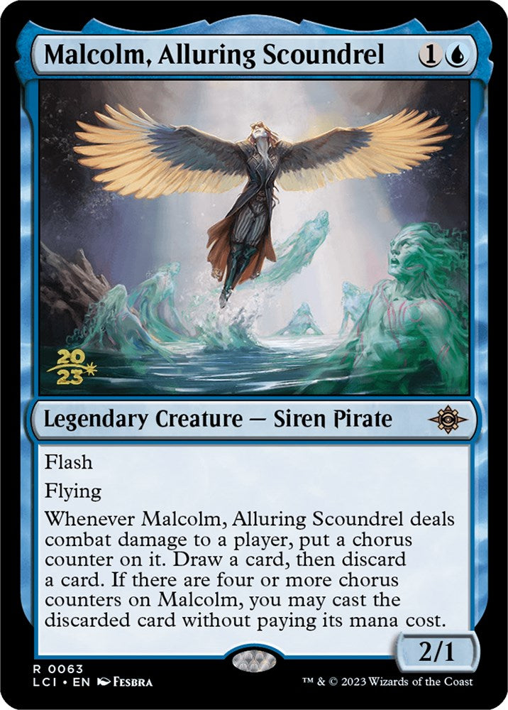 Malcolm, Alluring Scoundrel [The Lost Caverns of Ixalan Prerelease Cards] | North Valley Games