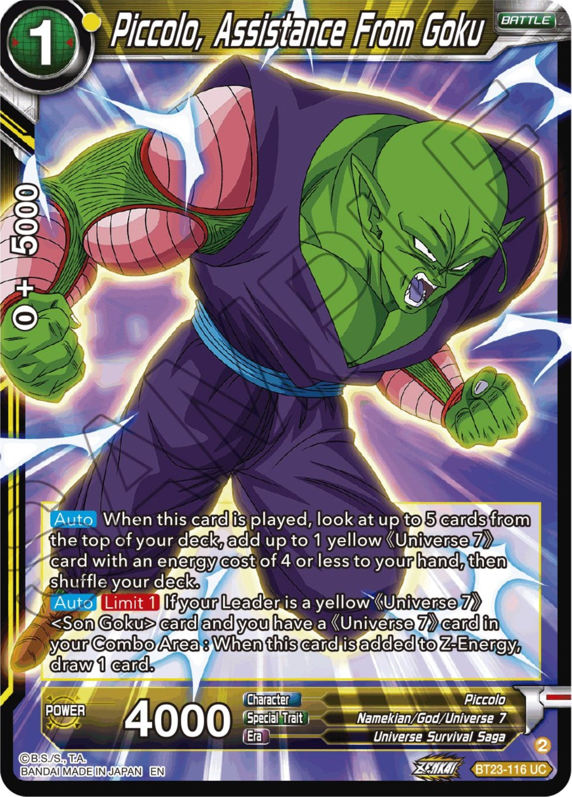 Piccolo, Assistance From Goku (BT23-116) [Perfect Combination] | North Valley Games