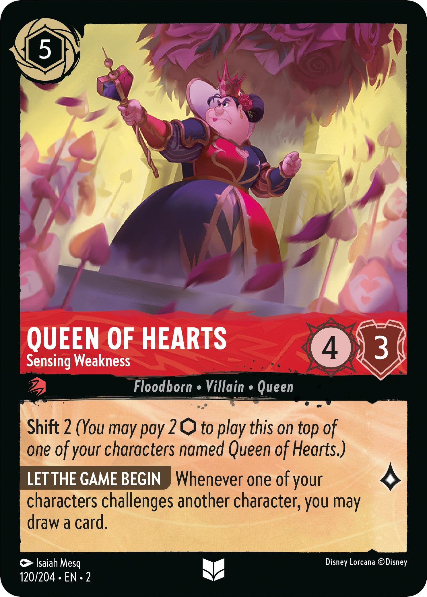 Queen of Hearts - Sensing Weakness (120/204) [Rise of the Floodborn] | North Valley Games
