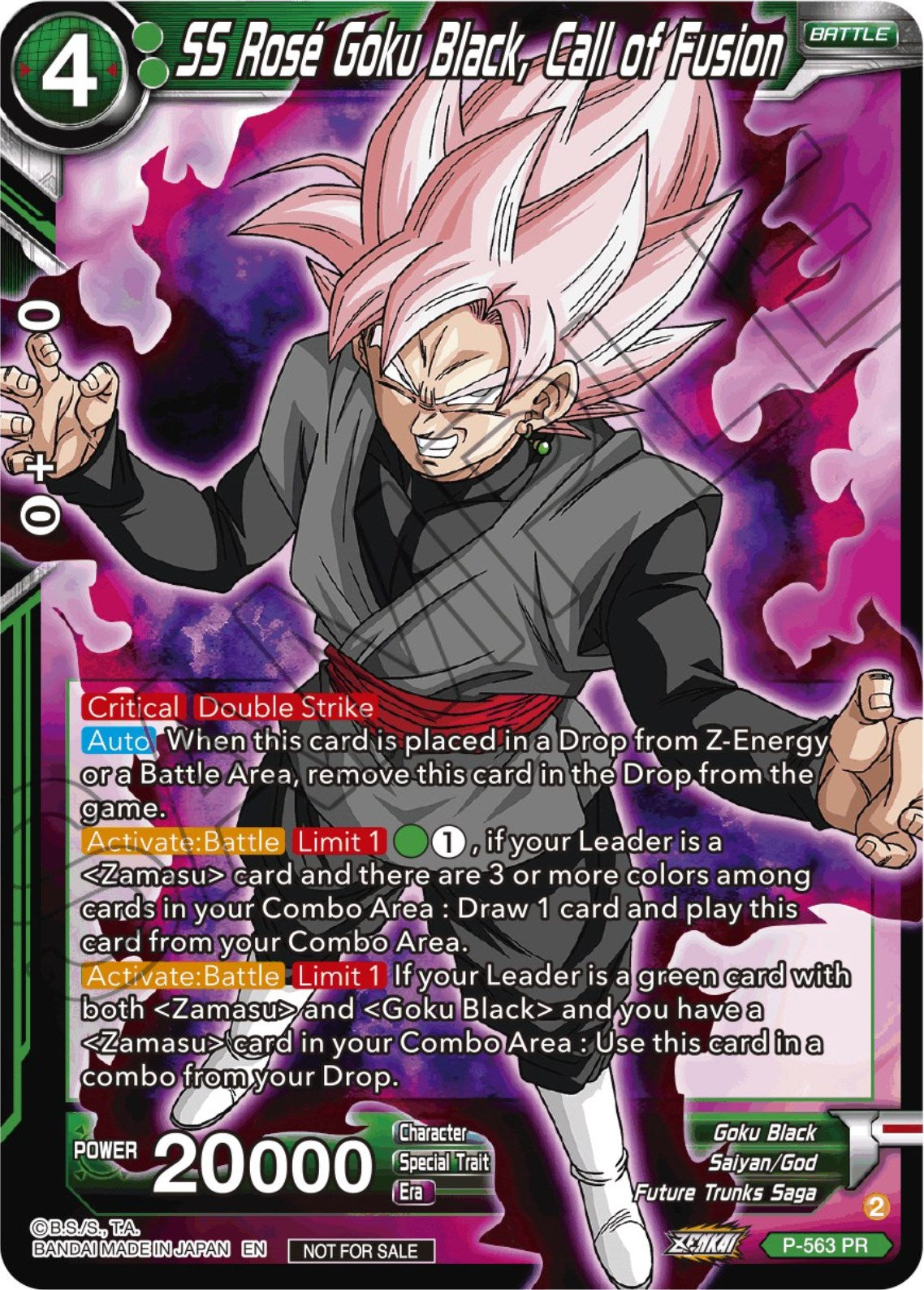 SS Rose Goku Black, Call of Fusion (Zenkai Series Tournament Pack Vol.6) (P-563) [Tournament Promotion Cards] | North Valley Games