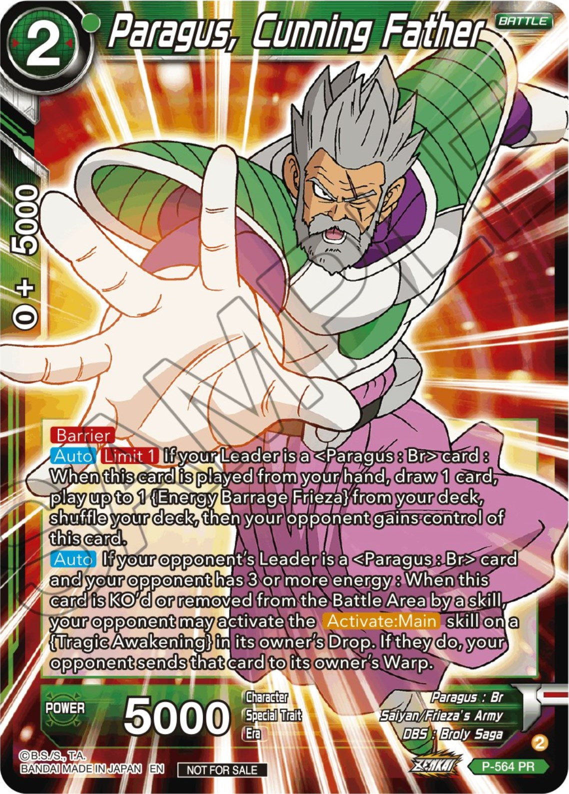 Paragus, Cunning Father (Zenkai Series Tournament Pack Vol.6) (P-564) [Tournament Promotion Cards] | North Valley Games