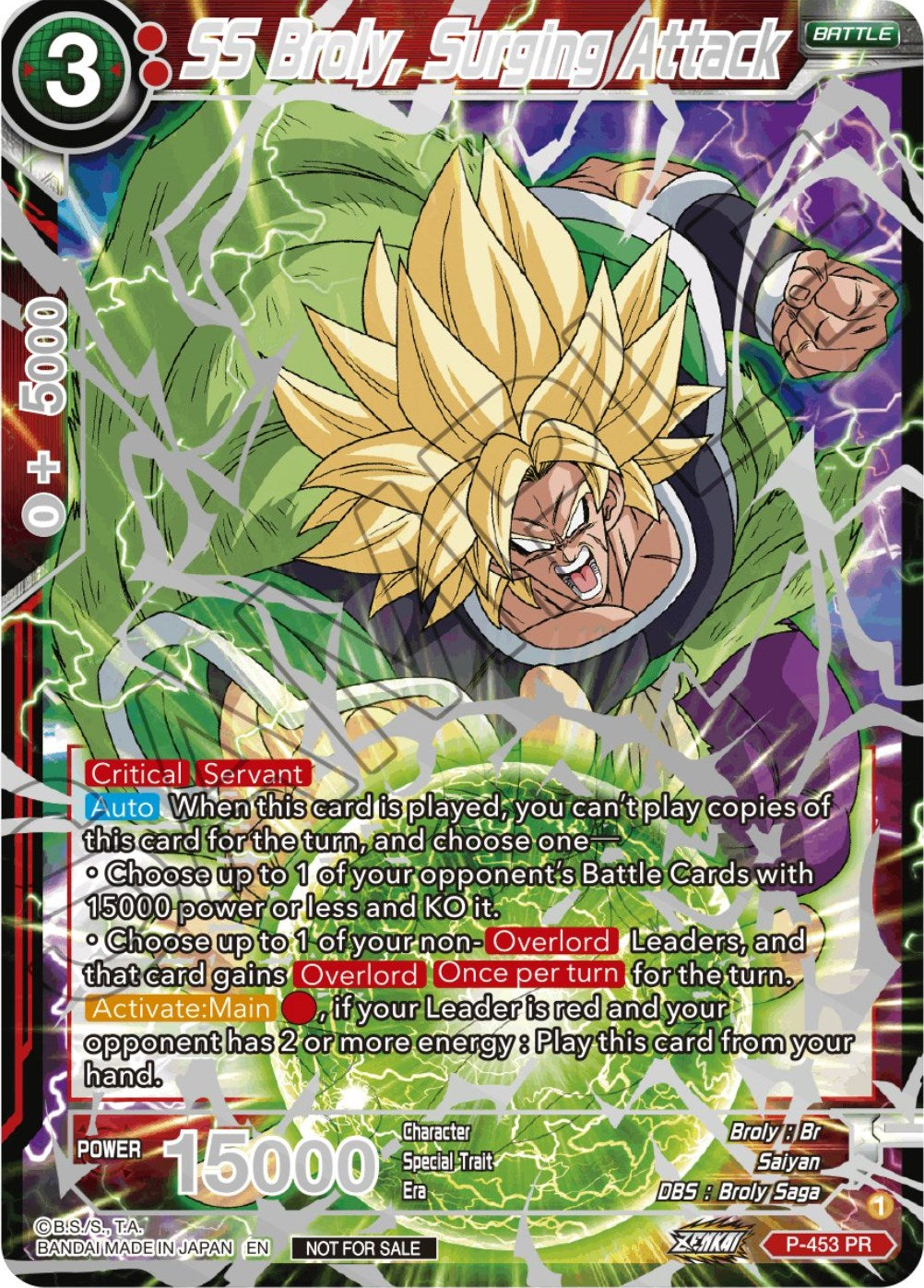 SS Broly, Surging Attack (Championship 2023 Reward Alternate Art Card Set) (Holo) (P-453) [Tournament Promotion Cards] | North Valley Games