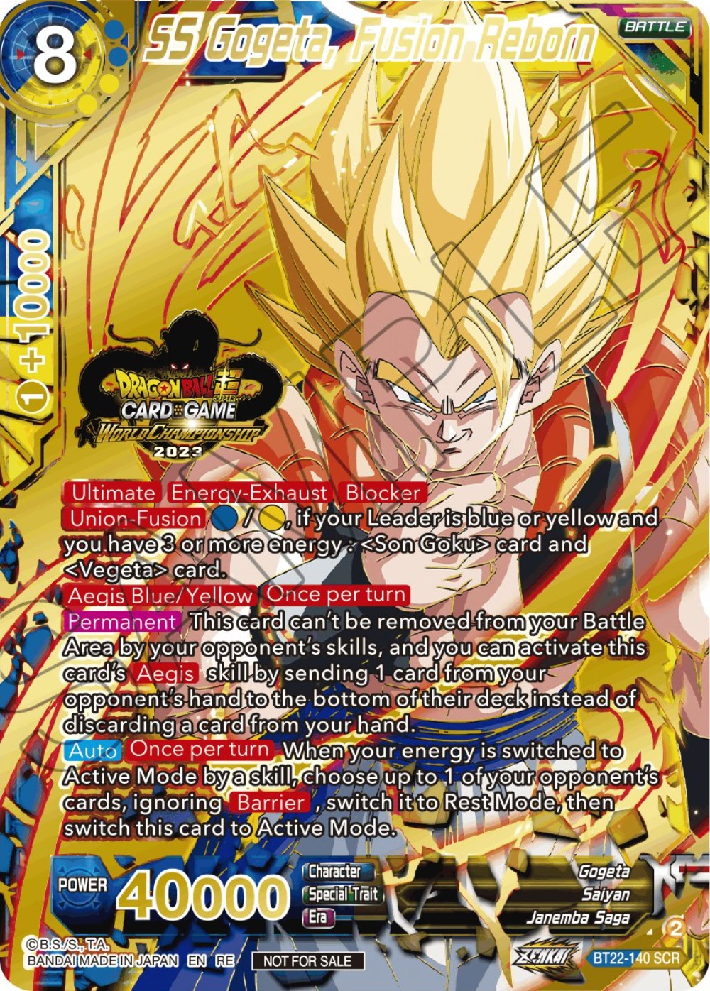 SS Gogeta, Fusion Reborn (2023 World Championship Stamp) (BT22-140) [Tournament Promotion Cards] | North Valley Games