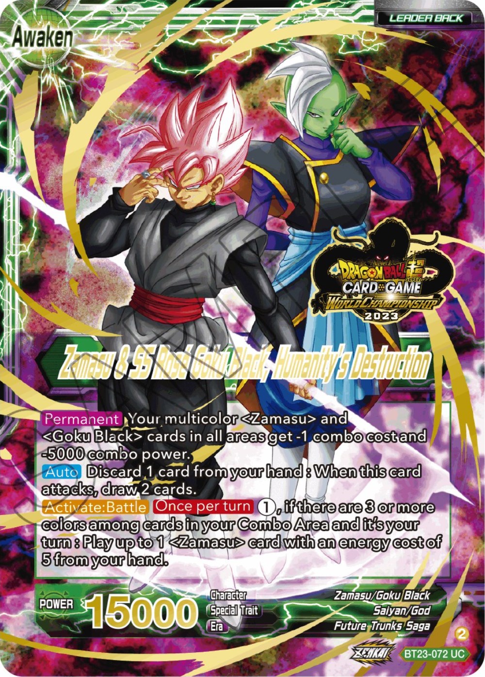 Zamasu & Goku Black // Zamasu & SS Rose Goku Black, Humanity's Destruction (2023 Worlds ZENKAI 06 Leader Set) (BT23-072) [Tournament Promotion Cards] | North Valley Games